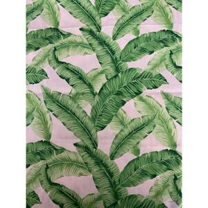 Brother Sister Designs Pink Green Palm Frond Leaves Print Fabric 42" W x 82" L